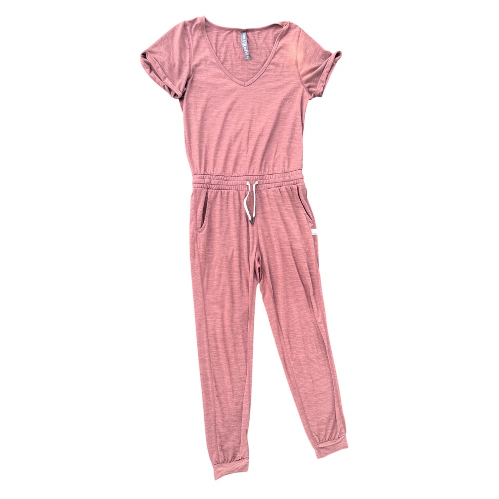 Vuori Lux Jumpsuit Women XS Mauve Excellent Short Sleeve Jogger Romper